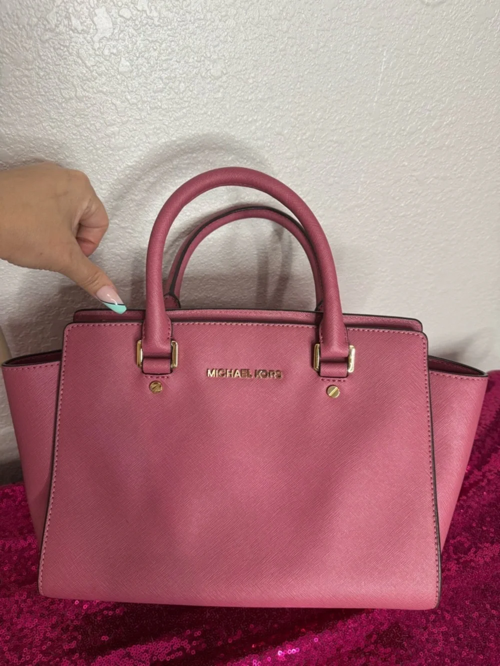 MICHAEL KORS 💖 Mauve Structured Satchel, Double Handles, Leather (8x14 inches)